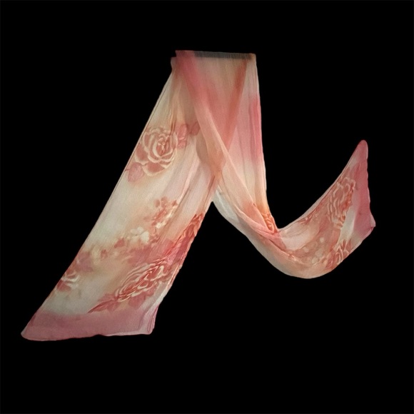 70's Vintage Mystery Scarf in Sheer Shades of Orange Sherbets & Cream ~ Perfect - Picture 6 of 16